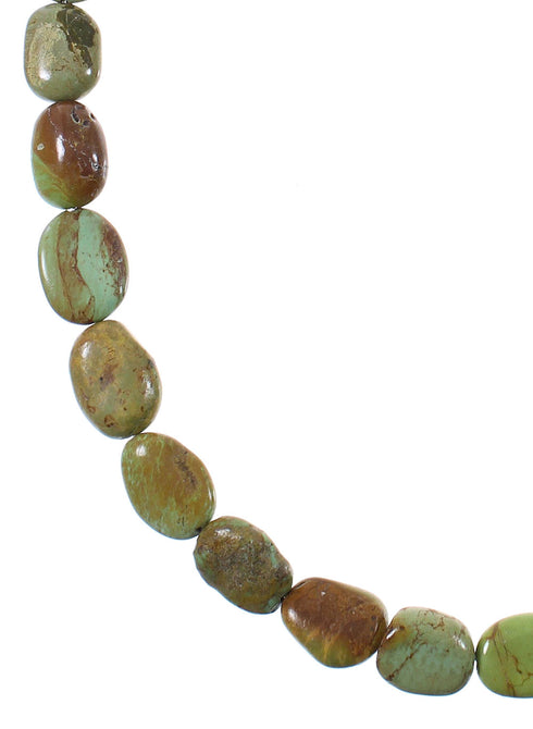 Southwestern Genuine Sterling Silver And Kingman Turquoise Bead Necklace AX85172